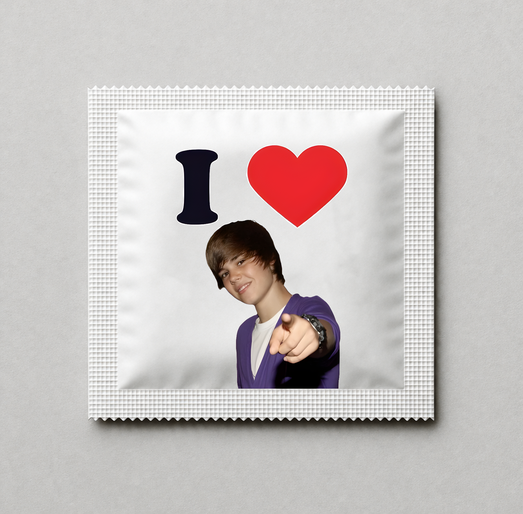 Kondóm s potlačou - Justin Bieber 